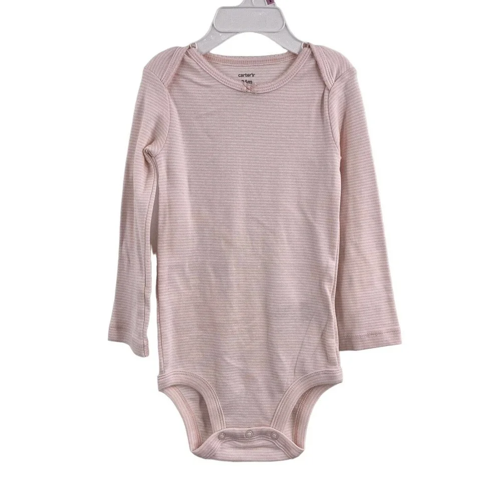 Carters Two Pack Long‎ Sleeve Pink Bodysuit 24 Month New